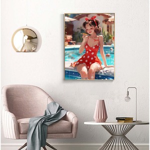 Pool Girl 30X40CM/11.8X15.7in Diamant <span class=keywords><strong>Peinture</strong></span> Diy Diamant Rond 5d Passe-Temps pour Cadeau <span class=keywords><strong>Peinture</strong></span> Suspendue - Product Image 2