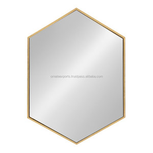 Espejo decorativo de Metal dorado Hexagonal moderno y contemporáneo - Product Image 1