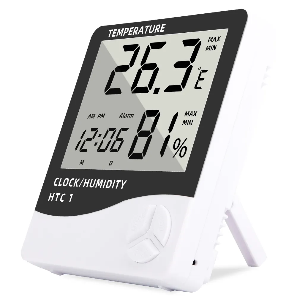 H TC-1 Binnen Digitale Multifunctionele Temperatuurvochtigheid En Klokmeter Thermometermeter