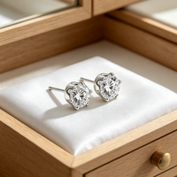 Boucles d'oreilles clous en moissanite mignonnes Souljewel, six griffes, plaqué rhodium, argent S925, couleur D, VVS, certifiées GRA, prix compétitif