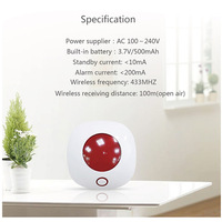 433MHz Tuya Smart WiFi Sirène Alarme Sans Fil Intérieur Système de Sécurité Domestique ABS Matériau Fonctionne avec Alexa et Google Assistant