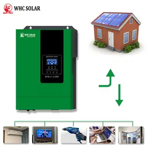 Onduleur solaire WHC-MPPT, hors réseau, onduleur solaire hybride à onde sinusoïdale pure, 24V DC à 220V AC, 3.5KW, 5.5KW