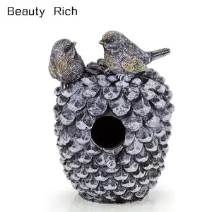 树脂/树脂松果装饰手绘鸟屋