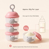 Distributeur de lait en poudre pour bébé Smartcare à 3 couches, portable, sans BPA, en PP avec poignée givrée et bec verseur