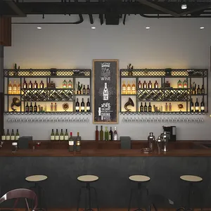 Portabottiglie da Parete Multistrato Personalizzato <span class=keywords><strong>in</strong></span> Acciaio Inox con Luce LED, Design Moderno Industriale per Casa e Ristorante - Product Image 5