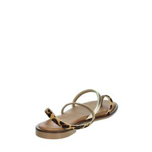 Sandalias Planas para Mujer Porronet 3093, Color Marrón Dorado con Estampado de Leopardo, Estilo Veraniego con Tiras - Product Image 3