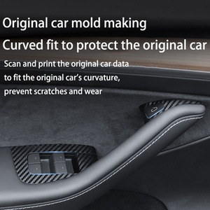 Para Tesla modelo Y 2021-2024 elevador de ventana interruptor botones Panel pegatinas decorativas embellecedor fibra de carbono decoración de coche - Product Image 6