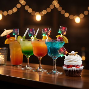 Décorations de gâteaux carrées LED réutilisables avec piles pour Noël, bars, boissons, pâtisseries, fournitures pour cupcakes, décorations de fêtes d'<span class=keywords><strong>anniversaire</strong></span> - Product Image 3