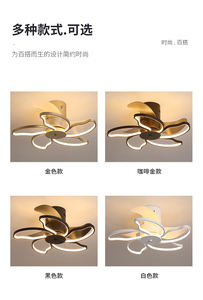Contemporary Modern DC Metal LED Bedroom Ceiling <b>Fan</b> 6-Speed <b>Silent</b> Smart Remote APP Control Black Flower Design Stepless - Product Image 4