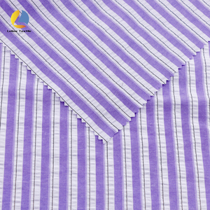 Nhà Máy Trực Tiếp Cảm Ứng Mềm Mại Seersucker Sợi Nhuộm Vải Sọc Bông Polyester Pha Trộn CVC Sọc Vải Cho Quần Chân Rộng - Product Image 4
