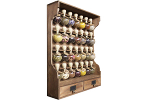 Étagère de <span class=keywords><strong>cuisine</strong></span> à épices en bois de <span class=keywords><strong>style</strong></span> rétro avec 28 bulles étagère à épices suspendue rustique en bois fixée au mur - Product Image 6