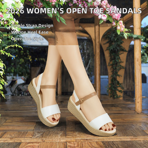 Sandales compensées pour femmes à bout ouvert avec bride de cheville, style mules à plateforme, chaussures décontractées d'été - Product Image 2