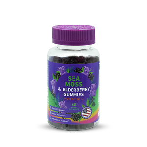 Vitalità muschio di mare gommoso rapido impulso immunitario gommoso, ricca cura della tiroide, combatte i radicali liberi con muschio di mare e sambuco nero - Product Image 1