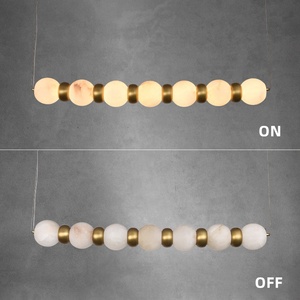 Stile nordico decorazioni per la casa di lusso <span class=keywords><strong>sospensione</strong></span> lineare <span class=keywords><strong>cucina</strong></span> isola soggiorno rotondo palla alabastro lampadario - Product Image 3