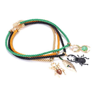 Kaimei 2026ファッションジュエリー重ね着カラフルなカブトムシの葉のペンダントセットネックレス多層ロープ昆虫革ペンダントネックレス - Product Image 5