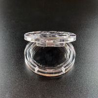 Palette de fard à paupières à compartiment unique personnalisée ronde Flip-top Snap-on Wavy Blush Case Boîte compacte en plastique transparente en poudre