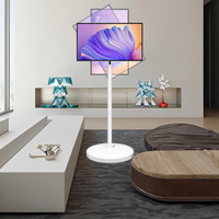 Tampilan LED layar sentuh portabel TV pintar 64GB 6000mAh, untuk kamar mandi, kabinet putih, tanda LCD untuk kamar mandi