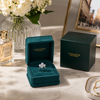 Boîte à bijoux en velours de luxe, étui d'emballage personnalisé avec logo, boîte de rangement pour bijoux de mariage et de fiançailles haut de gamme
