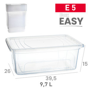 Contenitore di Plastica Trasparente Box Easy 9,7 L per Organizzazione Domestica, Durevole e Riutilizzabile - Product Image 1