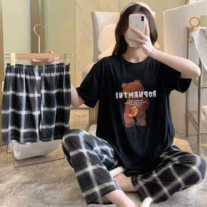 Hochwertige Lässige und Bequeme Damen-Pyjamas mit Aufdruck Dreiteiliges Set - Product Image 3