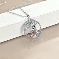 Collier pendentif maman et bébé dinosaure bicolore en argent sterling 925
