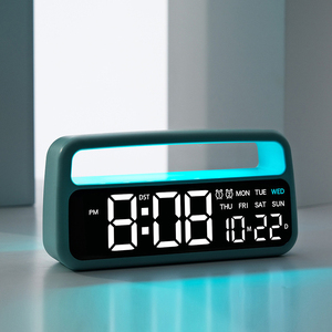Horloge numérique de table 3D portable pour chambre d'hôtel, série Chine, avec contrôle LED, fonction alarme, éclairage d'ambiance et affichage numérique dynamique - Product Image 1