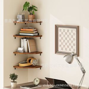 Wooden Corner Floating <b>Shelf</b> 3 Tier <b>Wall</b> <b>Mounted</b> Kitchen Storage Organizer Durable Multipurpose Polygon Shape - Product Image 3