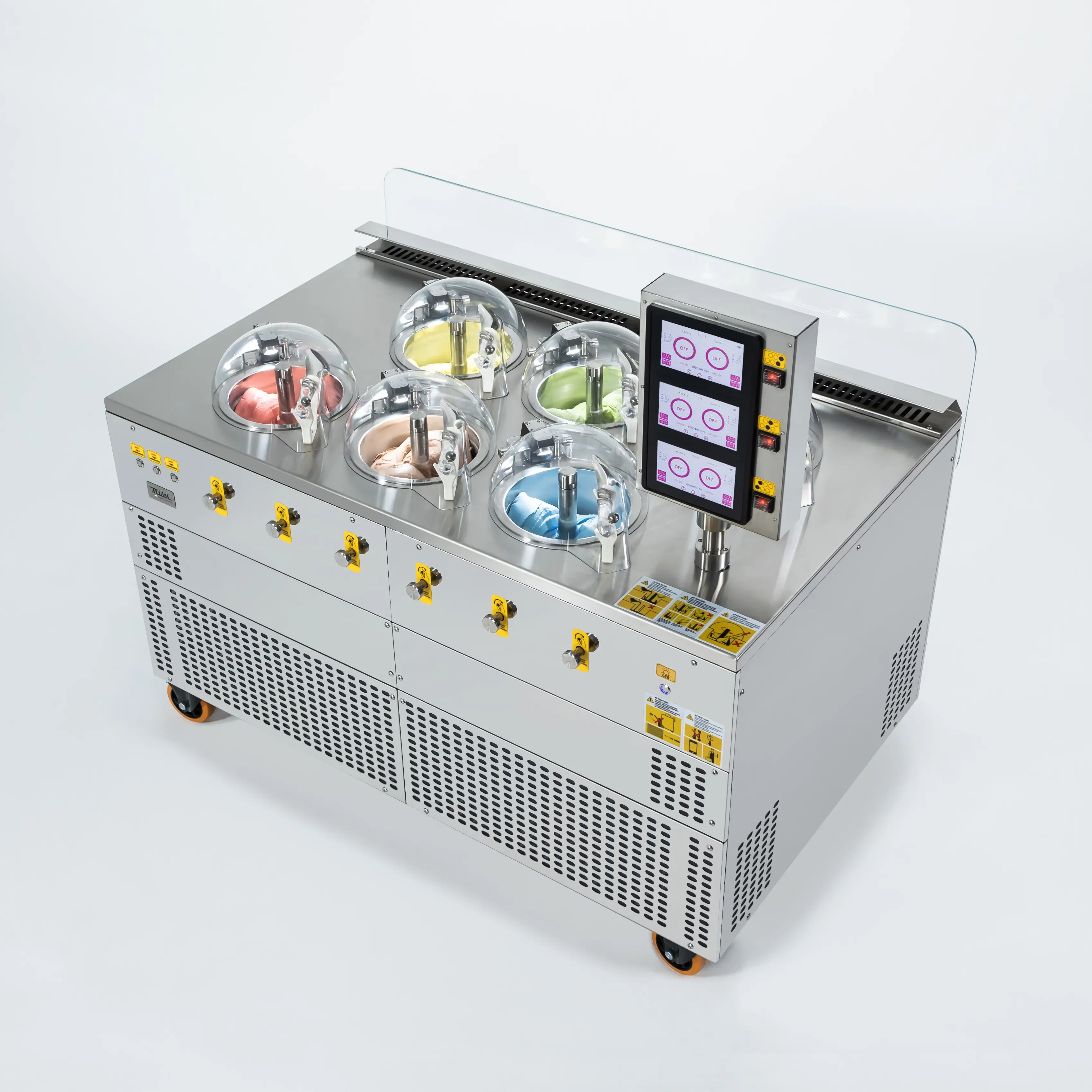 LEDライト付きプロV6は、カフェジェラートアイスクリームマシン用の新鮮な収納アイスクリームメーカーを表示しますイタリアのハードアイスクリームマシン