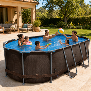Vente en gros de piscines <span class=keywords><strong>hors</strong></span> <span class=keywords><strong>sol</strong></span> ovales de grande taille avec structure en <span class=keywords><strong>acier</strong></span> antirouille, adaptées aux jardins - Product Image 2