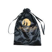 Pochette Cadeau en Satin à Cordon Coulissant Tendance, Petite, pour Cosmétiques et Maquillage, avec Logo Personnalisé Imprimé, Idéale pour Emballage de Perruques et Extensions de Cheveux, Sac Anti-Poussière en Soie Satinée