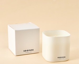 Contenants de bougies personnalisés à étiquette privée, pots <span class=keywords><strong>en</strong></span> <span class=keywords><strong>verre</strong></span> carrés ambrés vides de 8 oz avec couvercles, pots à bougies de luxe - Product Image 4