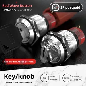 Núm xoay sóng đỏ 16/19/22mm chọn 2 bánh 3 bánh thường mở IP68 tự khóa 24V ánh sáng nhiều màu tùy chọn Trung Quốc - Product Image 2