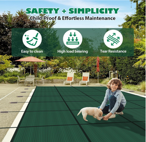 Cubierta de Seguridad para Piscinas Enterradas, Rectangular, de Malla Sólida, con Triple Costura para Mayor Resistencia y Protección UV - Product Image 6