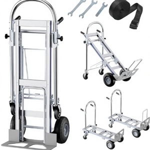 รถเข็นอลูมิเนียมพับได้สีเงินพร้อมล้อสี่ล้อสำหรับงานหนัก - Product Image 1