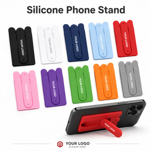 Custom Logo Silicone Phone Stand Stick-on <b>Foldable</b> U-Shape Smartphone Holder Pop-up <b>Desk</b> Support for iPhone Samsung Promotional - Product Image 1