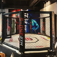 Cage de boxe MMA octogonale, construction en acier et cuir PVC, haute qualité, durable, antidérapante, surface autoportante