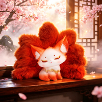 Grande figurine en vinyle de renard à neuf queues, statue de renard mythique chinois avec queues en peluche moelleuses, jouet de collection pour filles