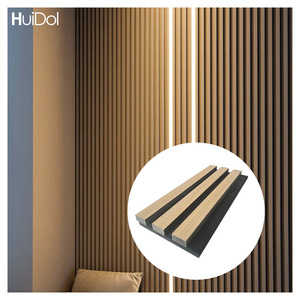 Slat Wood Acoustic Panel Walnut Oak Wood Slat PET Fiber Wooden Slat Acoustic Panels - Product Image 3