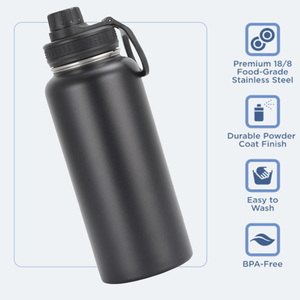 Bouteilles d'eau isothermes en acier inoxydable 18/8 à double paroi, écologiques, avec logo personnalisé, pour la salle de sport, avec couvercle - Product Image 3