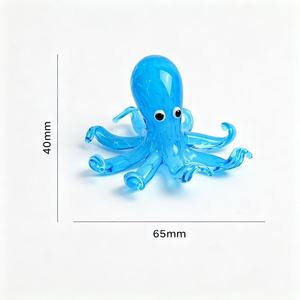Adorno de Escritorio de Cristal Azul con Forma de Pulpo, Hecho a Mano en Cristal de Murano, 65mm X 40mm, Accesorio Decorativo Moderno para Oficina - Product Image 1