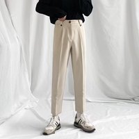Pantalon habillé homme été léger style mature version coréenne coupe slim droite formel mi-épaisseur mélange coton tendance sans repassage ST.Meer