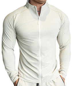 Chaqueta Deportiva de Cuero para Hombre, Corte Ajustado, para Gimnasio, Entrenamiento, Deporte, con Cierre, Cuello Redondo, Impermeable, Ecológica - Product Image 3