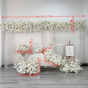 Low Price Wholesale Promise Wedding White Rose <b>Flower</b> Runner Arrangement Wedding Backdrop <b>Artificial</b> <b>Flower</b> Runner - Product Image 2