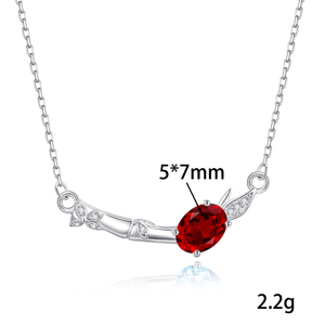 Collar de 9 piedras de cristal natural de bambú con corte ovalado de 5*7 mm, chapado en oro blanco sobre plata 925, joyería antideslustre para mujer. - Product Image 6