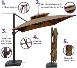 Parasol <span class=keywords><strong>de</strong></span> <span class=keywords><strong>jardin</strong></span> Roma pour restaurant, design moderne, imperméable, 9 x 12 pieds, vente en gros, en promotion - Product Image 3