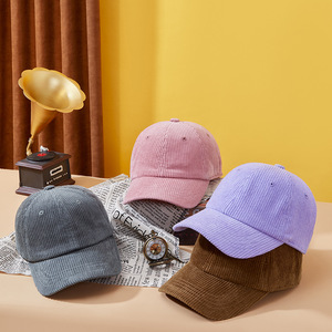 Gorra de béisbol de pana personalizada al por mayor con logo, estructurada de 6 paneles, ajustable con hebilla metálica, cálida, fabricante de gorras - Product Image 2
