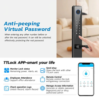 Serrure intelligente étanche à empreintes digitales 3585, serrure à mortaise biométrique Ttlock pour porte en verre, serrure de portail numérique WiFi Tuya 5085