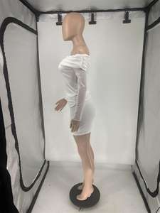 Viviblook Z1211ST06 Women Two Piece Set Long Sleeve Crop Top Mini Skirt Embroidered Solid Mesh Splicing Casual Outfits - Product Image 5