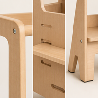 Tour d'apprentissage en bois pour tout-petits, escabeau de cuisine pliable, tour d'aide Montessori avec garde-corps de sécurité pour enfants