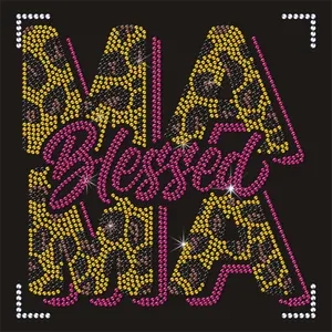 OEM Custom Rhinestone Transfer Hotfix Motif Blessed